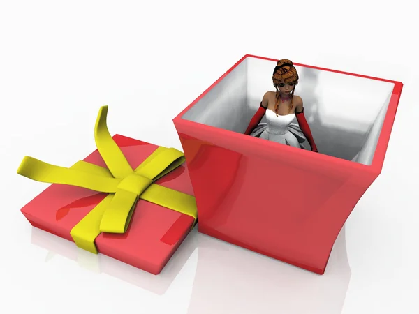 Дівчина в подарунковій коробці — стокове фото