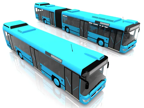 Dois autocarros azuis — Fotografia de Stock