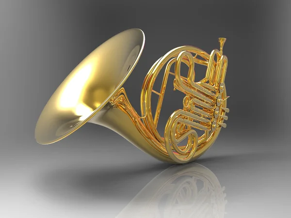 Gold French horn — Stock Photo, Image