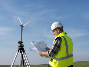 Site manager of wind turbine clipart