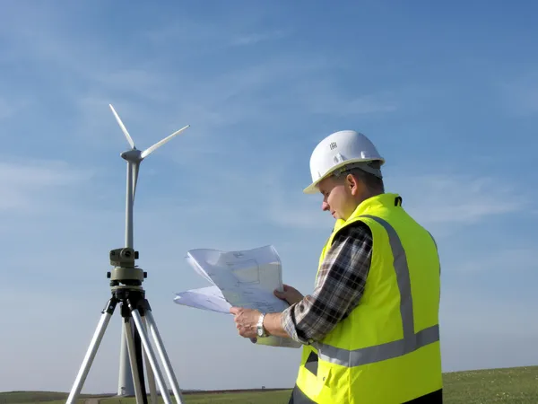Site manager of wind turbine — Stock Photo, Image