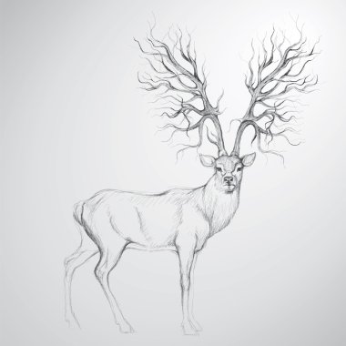Deer with Antler like tree clipart