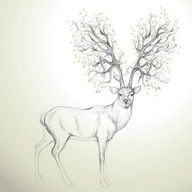 Deer with Antler like tree clipart