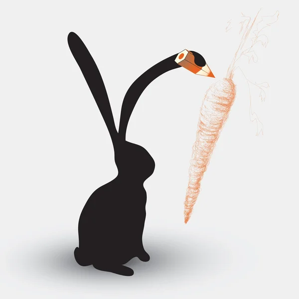 RABBIT drawing a carrot — Stock Vector
