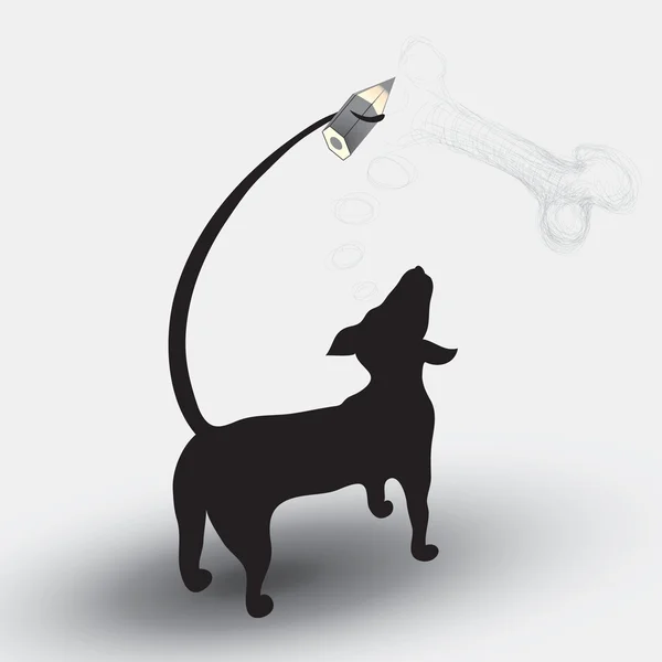 DOG рисует кость — стоковый вектор