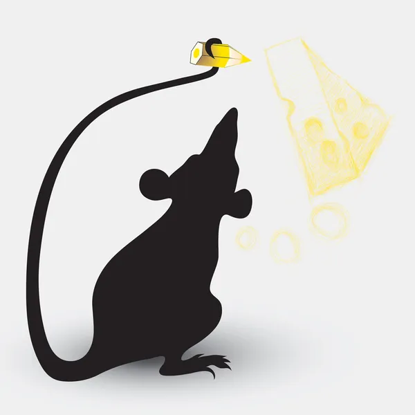 Ποντίκι αντλώντας ένα τυρί — Διανυσματικό Αρχείο