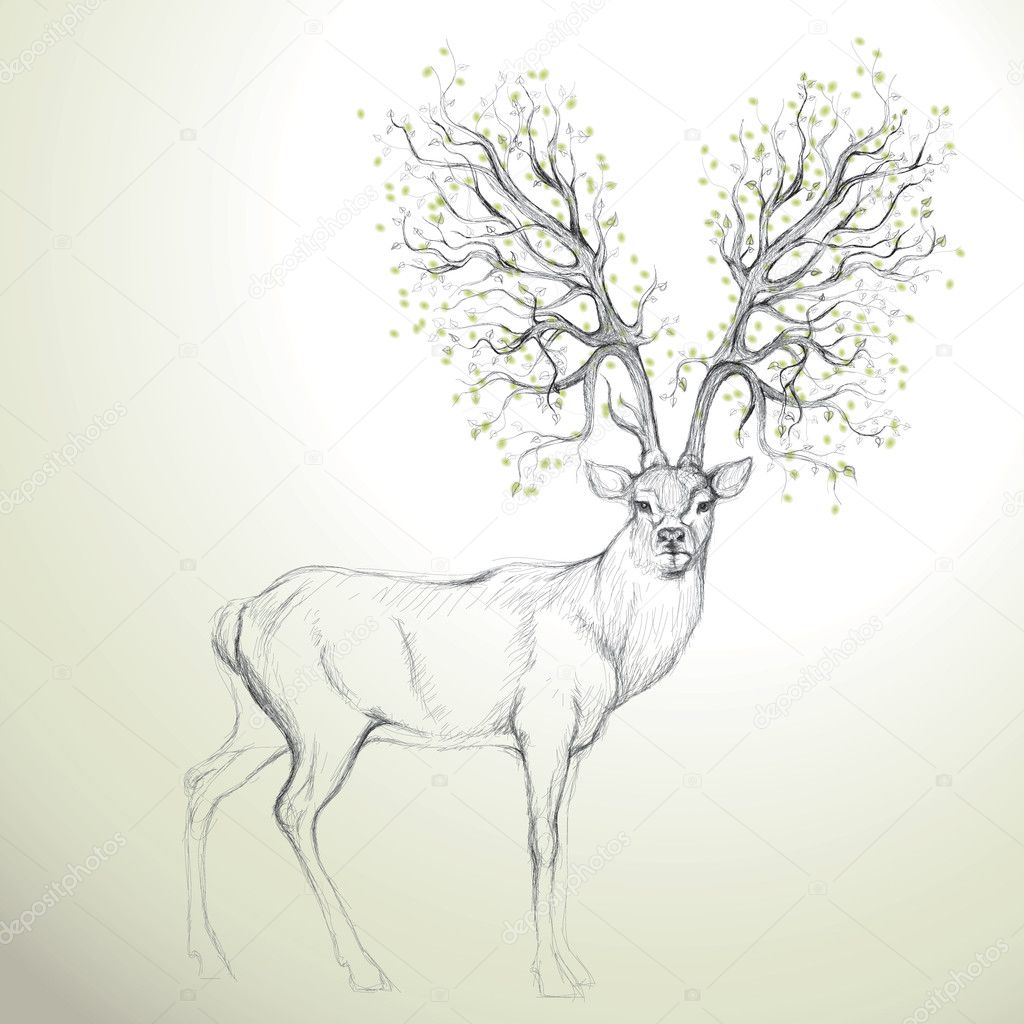 Deer with Antler like tree