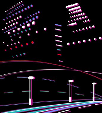 gece yol ve ışıklar.