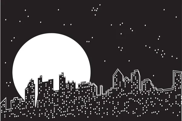 Miasto księżyc w nocy — Wektor stockowy