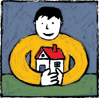 Man and home clipart