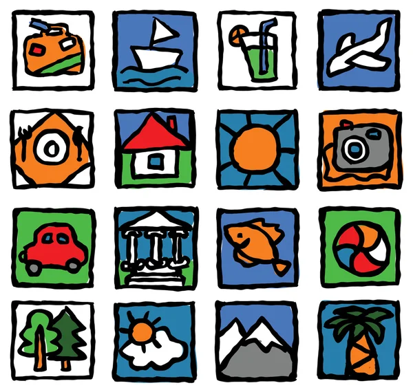 Conjunto de iconos del turismo — Archivo Imágenes Vectoriales