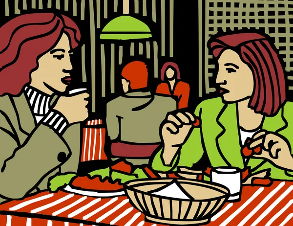 Женщина в ресторане — стоковый вектор