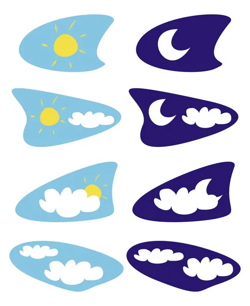 Sole e luna meteo vettore icona impostato o clip art isolato su sfondo bianco — Vettoriale Stock