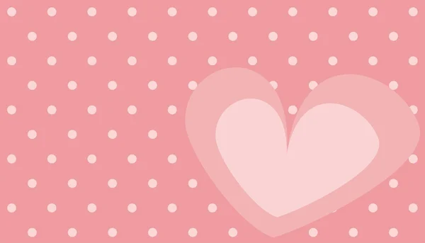 Coração de vetor rosa bonito com bolinhas fundo — Vetor de Stock