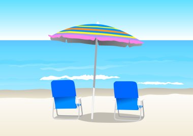 Beach Chairs and Parasol clipart