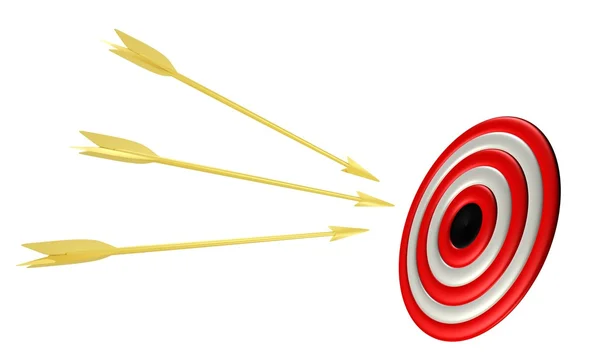 Golden arrows with target — Stock Photo, Image