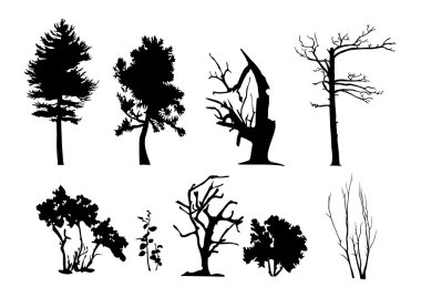 Tree vector silhouettes clipart