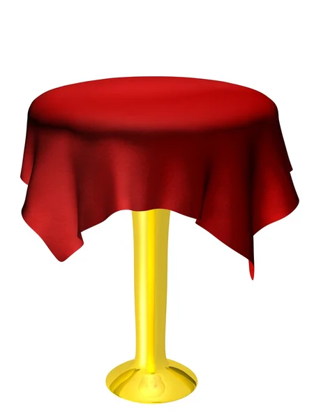 Lege tabel met rood tafellaken — Stockfoto
