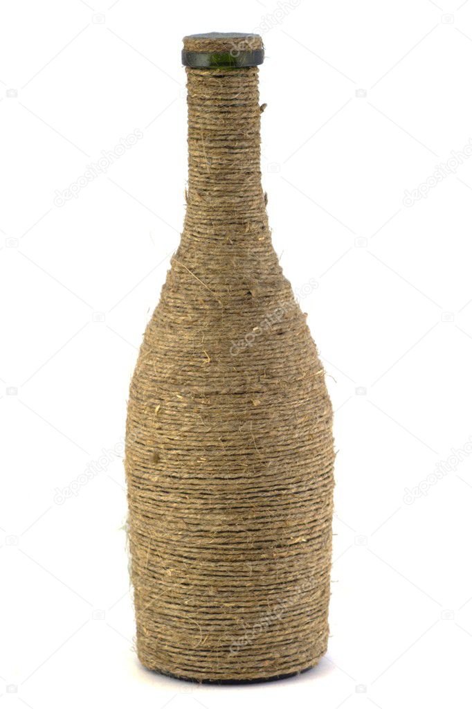 Bottle braided with flax