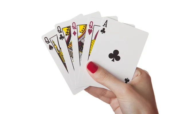 A királynő kezében pókere — Stock Fotó
