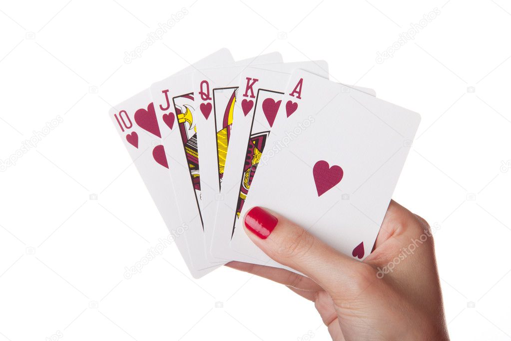 Royal Flush of hearts in hand