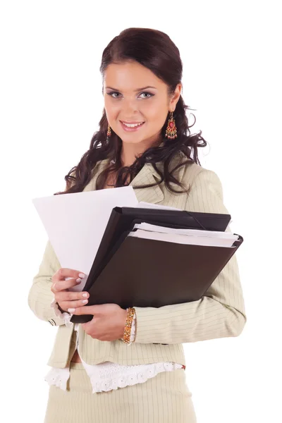 Woman with folders of documents for contract — Stock Photo, Image