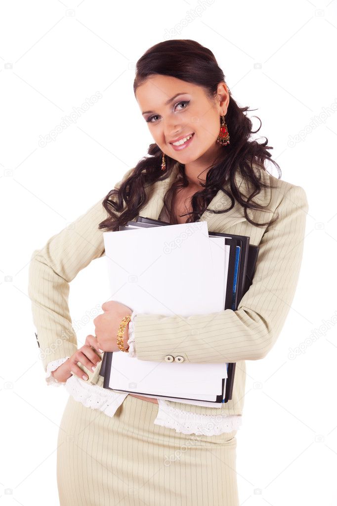 Young smiling woman with documents