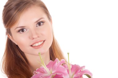 Beautiful girl with flowers clipart