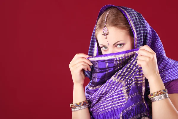 Portrait of a young woman in sari — Zdjęcie stockowe