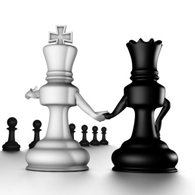 A couple king/queen, looking to the pawns clipart