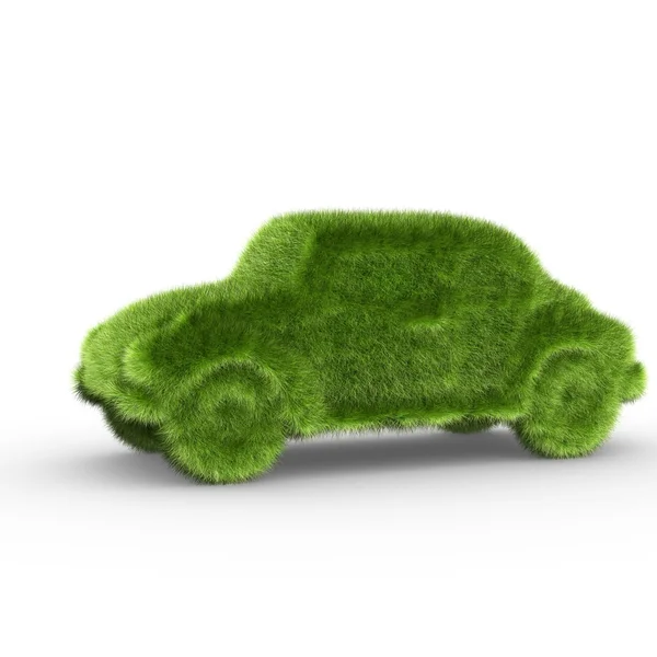 Αυτοκίνητο πράσινο γρασίδι — Φωτογραφία Αρχείου