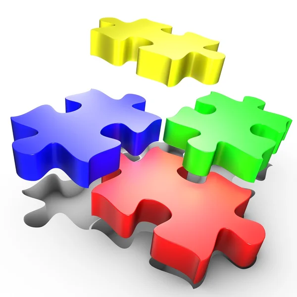 The placement of colored pieces of puzzle — Stock Photo, Image