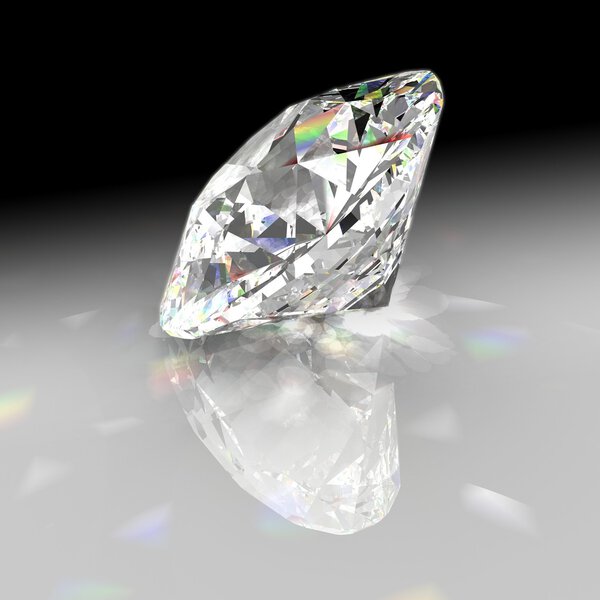 Diamond refracting light with gradient background