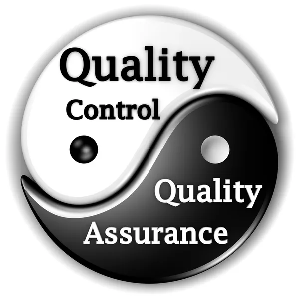 Kvalitet kvalitetssäkring och kvalitetskontroll ying-yang — Stockfoto