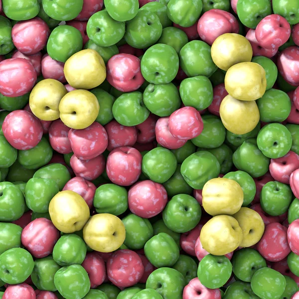 stock image Three varieties of fresh plums with water drop