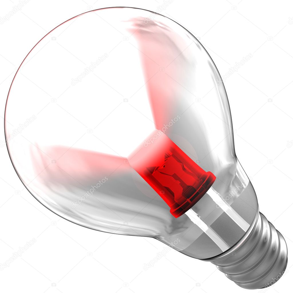 Light bulb composed by a red LED