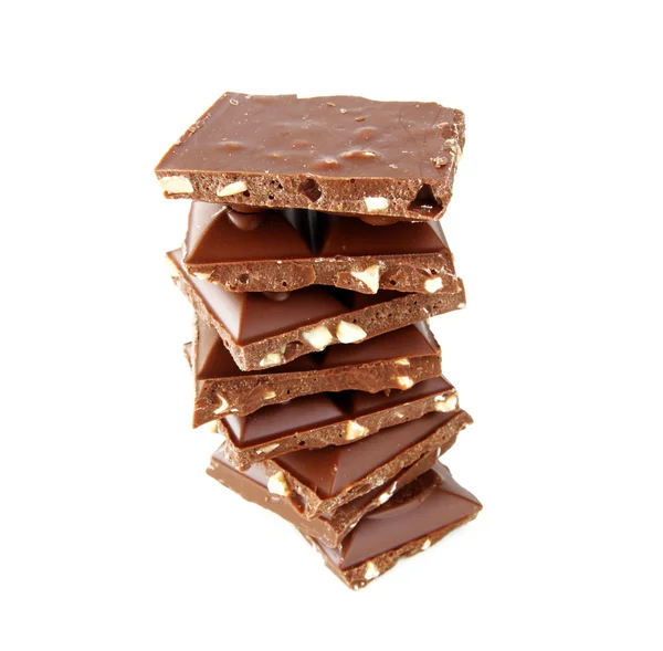 Chocolate com nozes isoladas — Fotografia de Stock