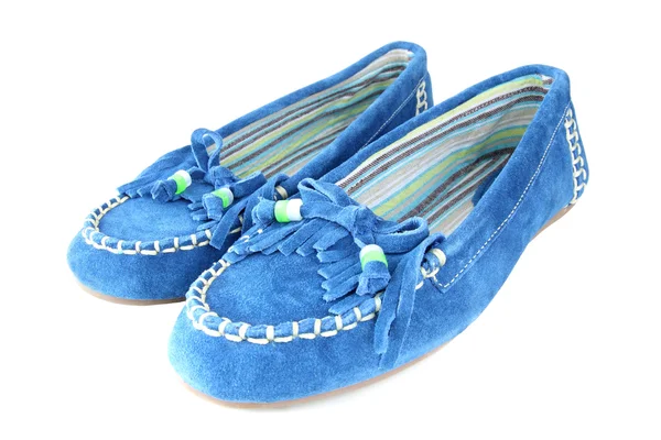 Chaussures en daim bleu isolé — Photo