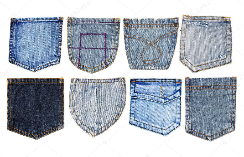 Blue jeans pocket isolated