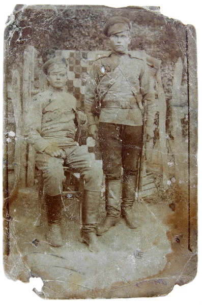 Vintage photo of russian soldiers — Stock Photo, Image