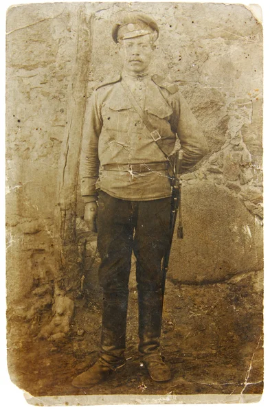 Foto vintage del soldado ruso — Foto de Stock