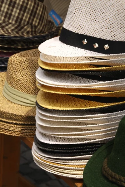 stock image Hats on a market