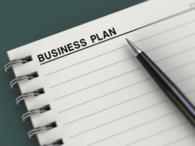 Business plan title, notebook, planner, pen clipart