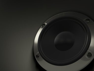 Audio speaker on black background, music clipart