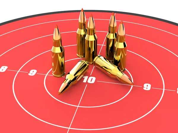 stock image Bullets on the top of red target, ammo, ammunition