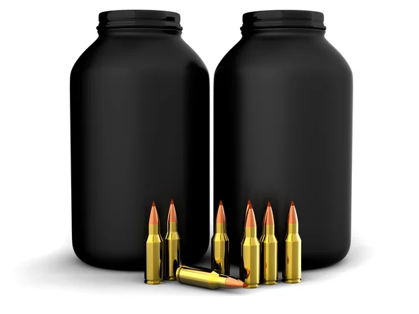 Bullets with gun powder, ammo, ammunition — Stock Photo, Image