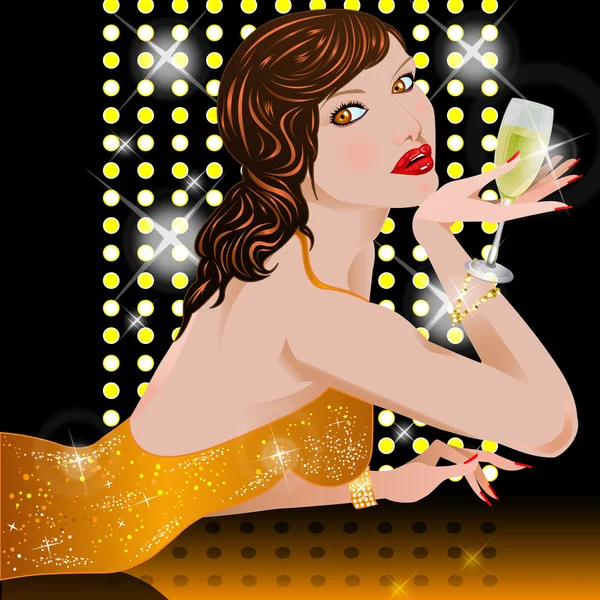Mulher com champanhe — Fotografia de Stock