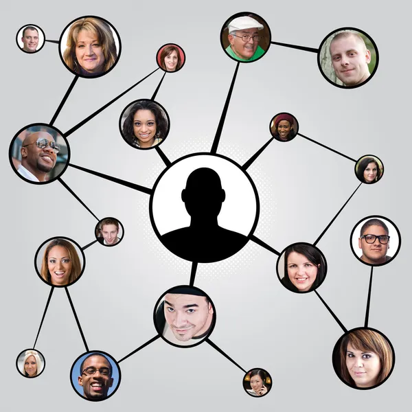 Redes sociales Amigos Diagrama —  Fotos de Stock