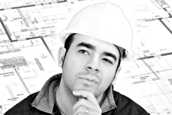 Construction Worker Thinking — Stock Photo, Image