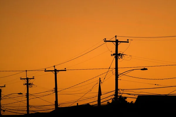 Power Line Silhouettes — Stock Photo, Image
